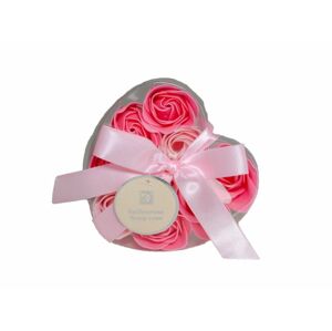 Accentra - Mýdlové květy růžové růže v krabičce ve tvaru srdce  Mýdlové květy růže 9x3 g